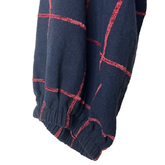 A.PEACH Navy Blue/Red Plaid Blazer Jacket Open Tie Belt Career Preppy Casual Med - Picture 4 of 7